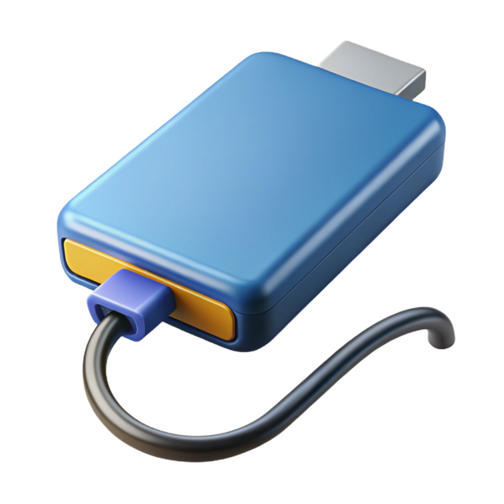 elegant minimalist External hard drive with USB cable 4K png