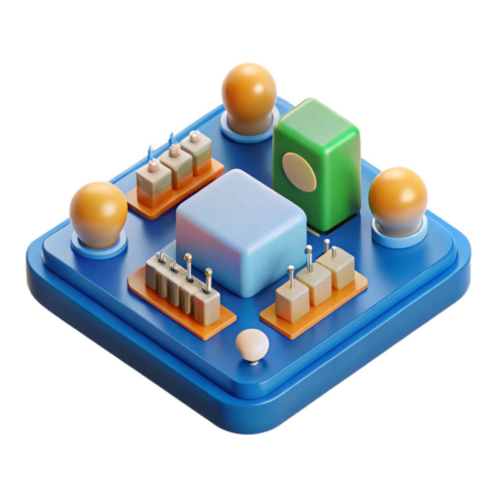 magnificent classic Circuit board with components detailed png