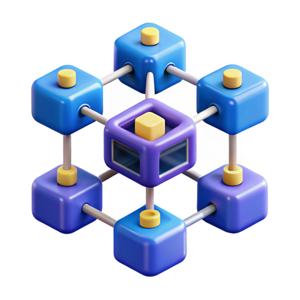 serene minimalist Blockchain network diagram premium png