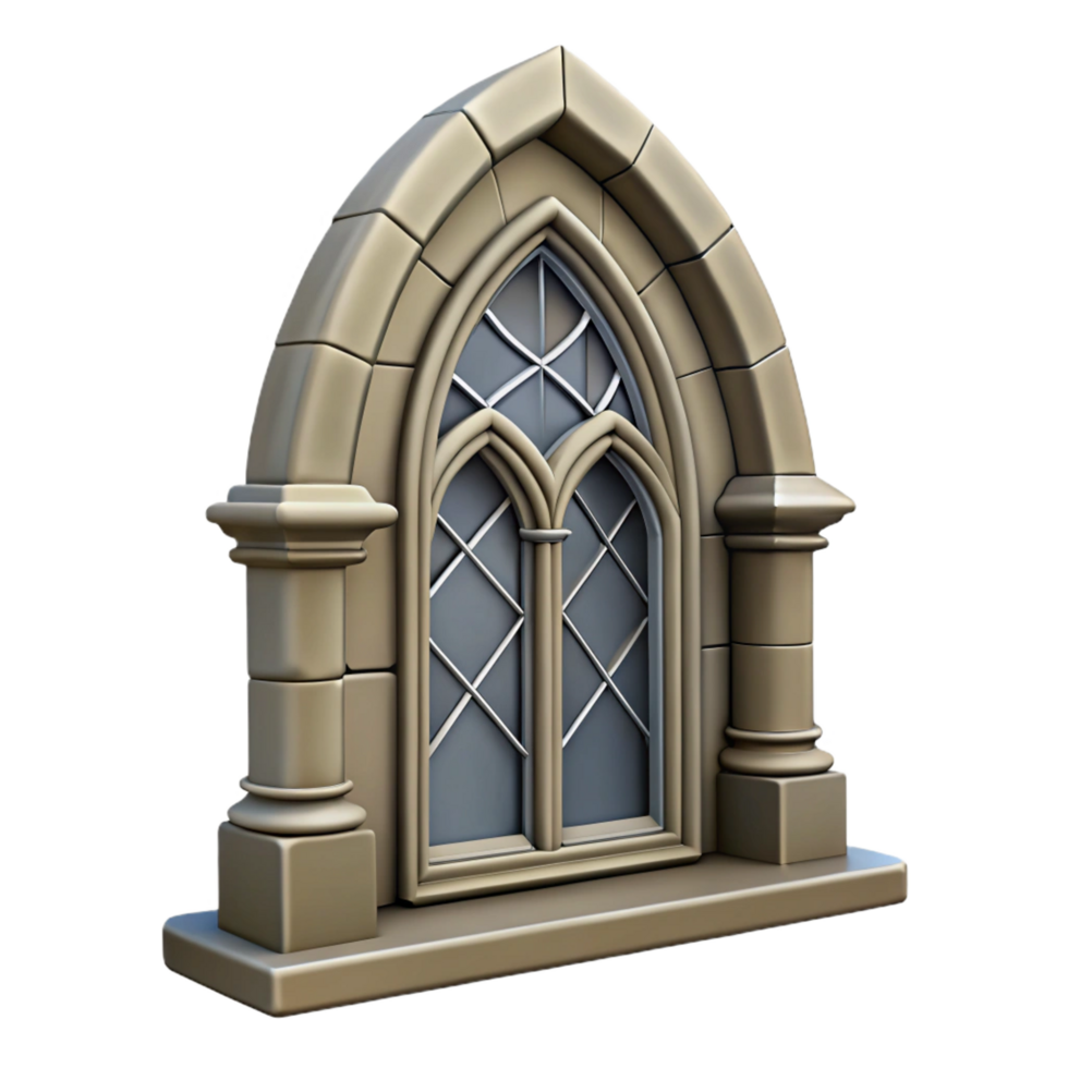 impressive creative Arch window frame, Gothic style, stone, authentic png