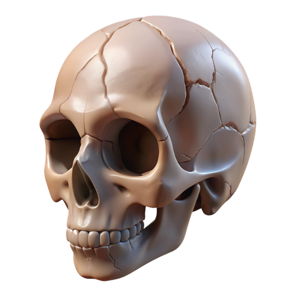 magnificent minimalist A single, cracked skull authentic png
