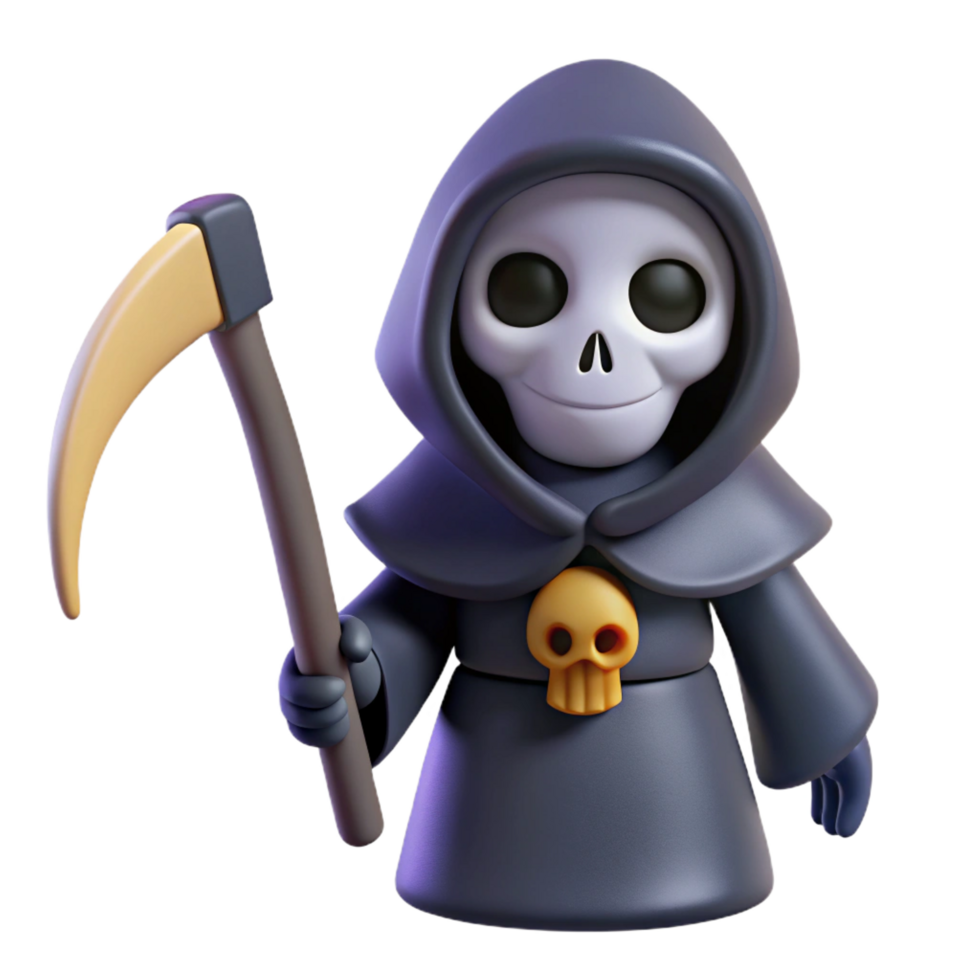magnificent rustic A stylized, cartoon grim reaper scythe 4K png