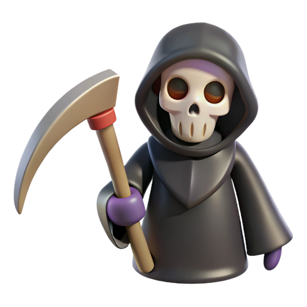 extraordinary vintage A stylized, cartoon grim reaper scythe high quality png