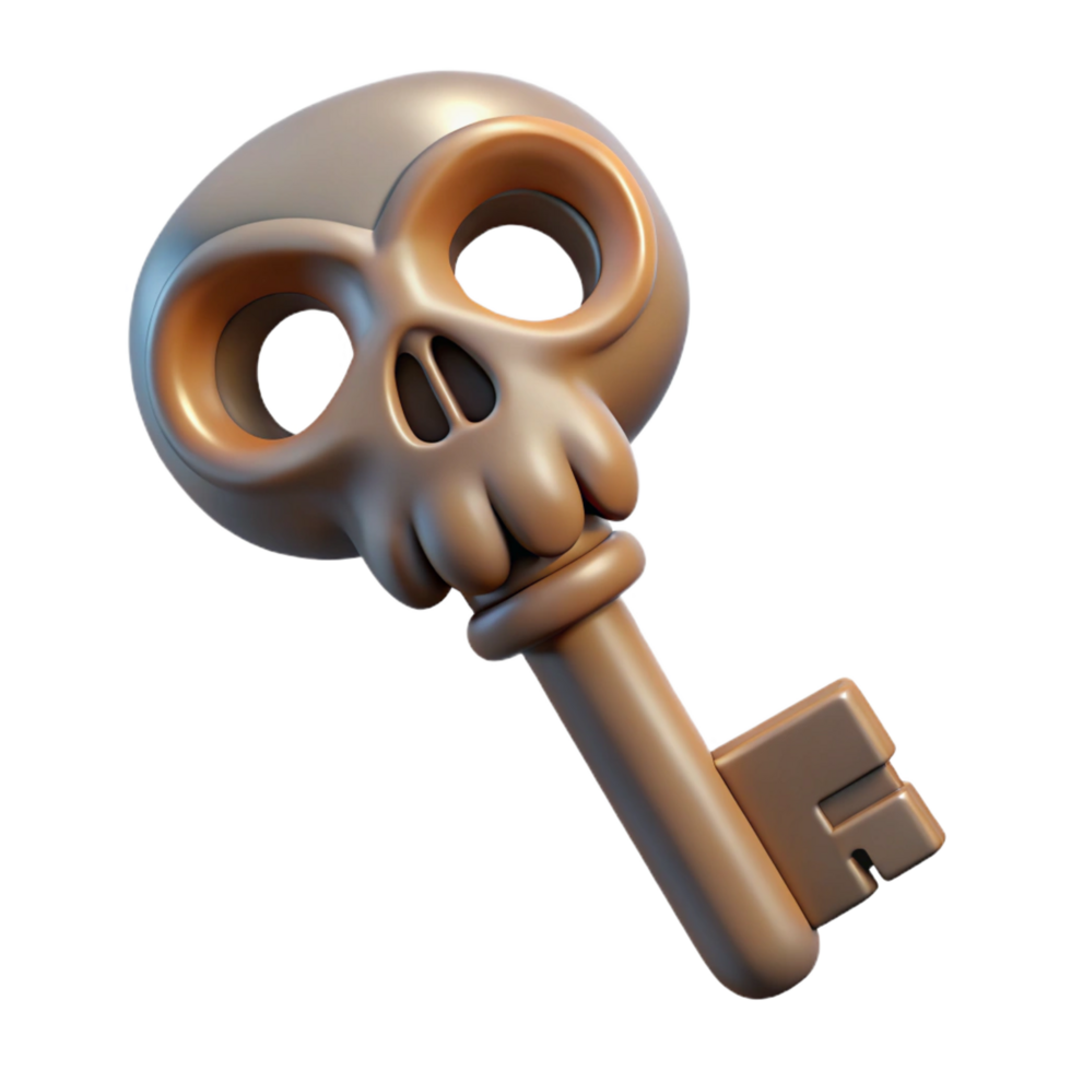 magnificent minimalist A scary, realistic skeleton key detailed png