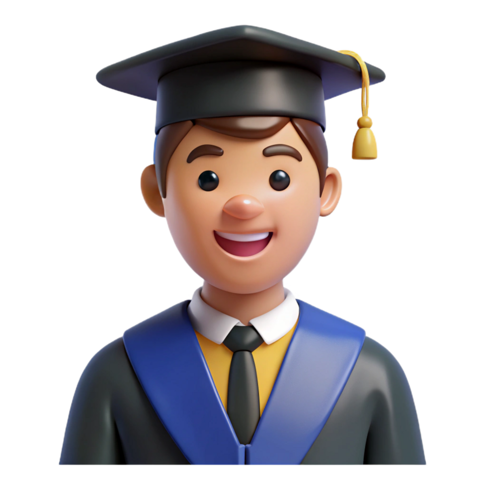 dramatic rustic Graduate student in cap and gown premium png