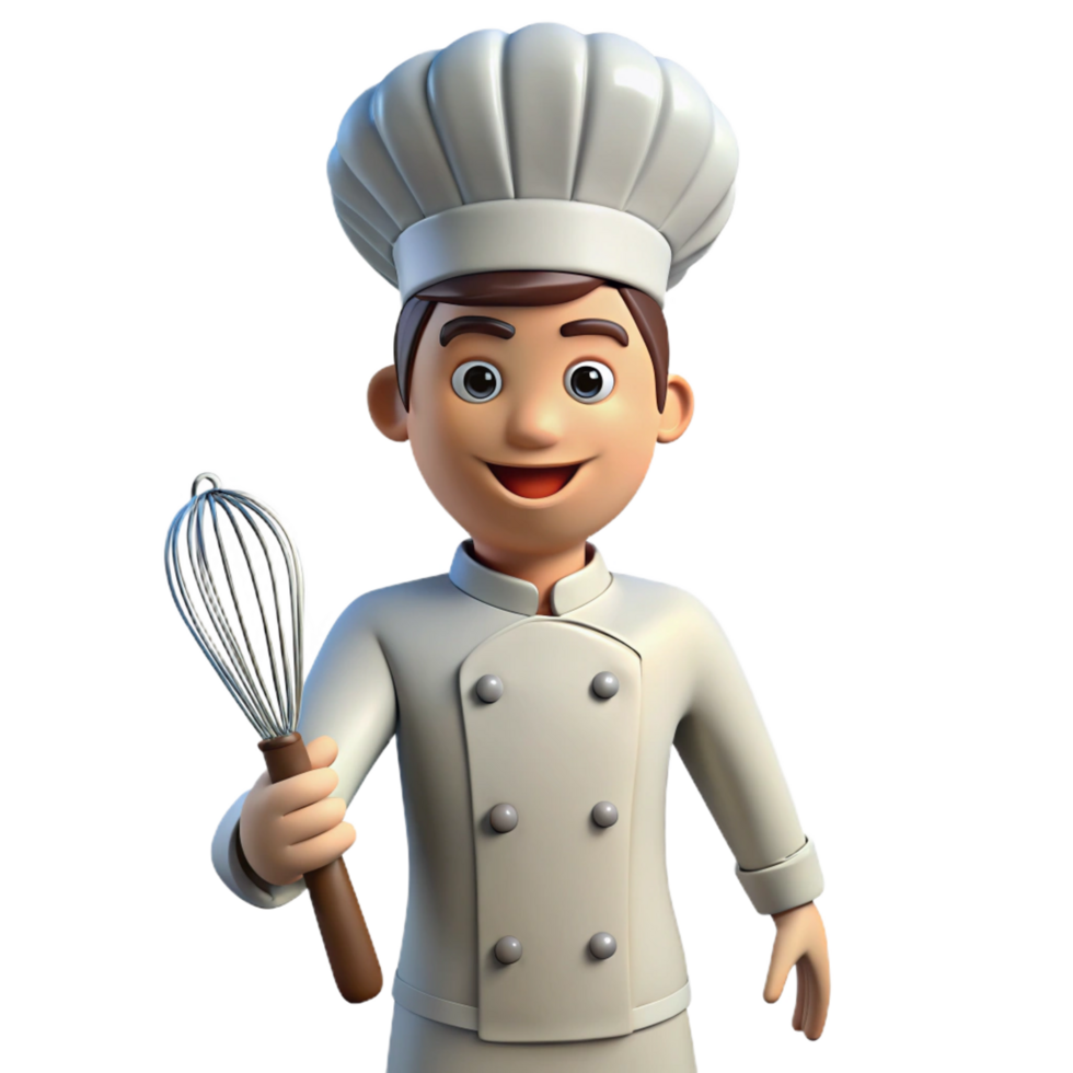 wonderful creative Chef in uniform holding a whisk genuine png