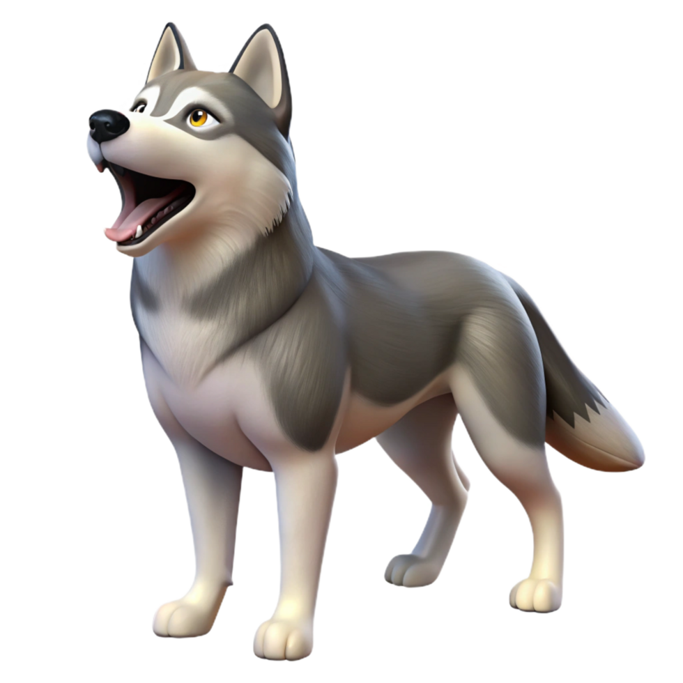 wonderful creative Siberian husky, howling, 4K png