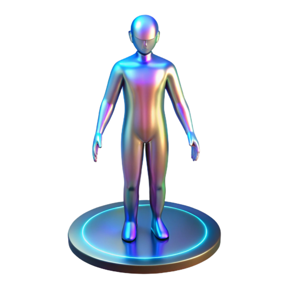 beautiful abstract Holographic projection of a human, life-size professional png