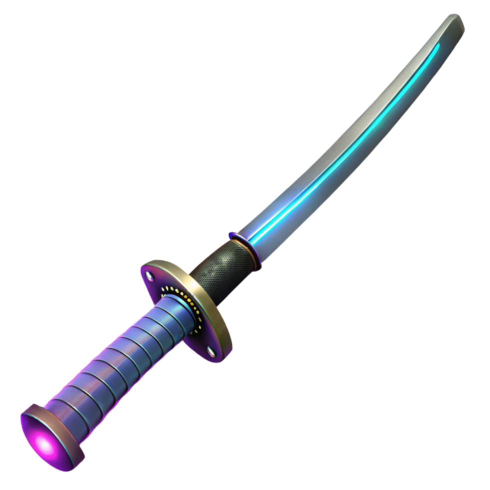 extraordinary abstract Cyberpunk katana, glowing blade, ornate hilt 4K png