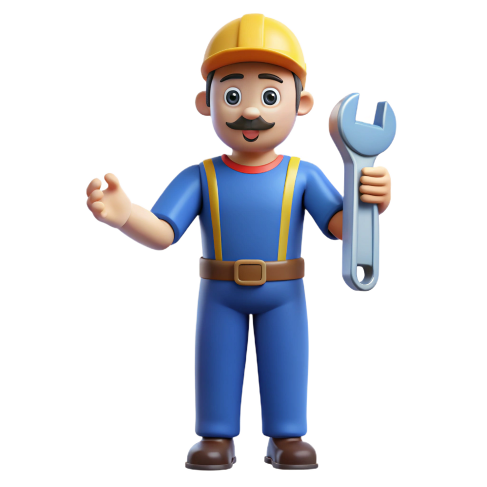 elegant rustic Mechanic, holding wrench, professional png