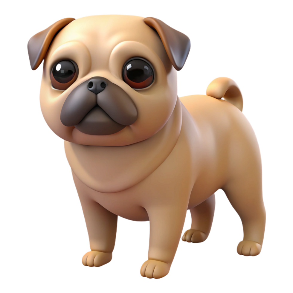 impressive minimalist Pug dog with wrinkles detailed png