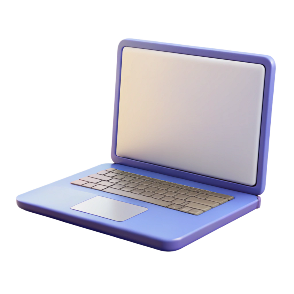 vibrant creative Laptop computer with blank white screen premium png