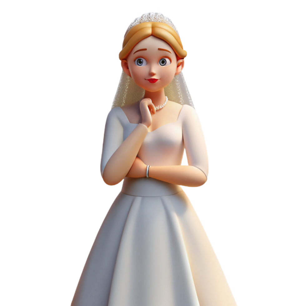 vibrant abstract Pensive bride in wedding dress, high quality png