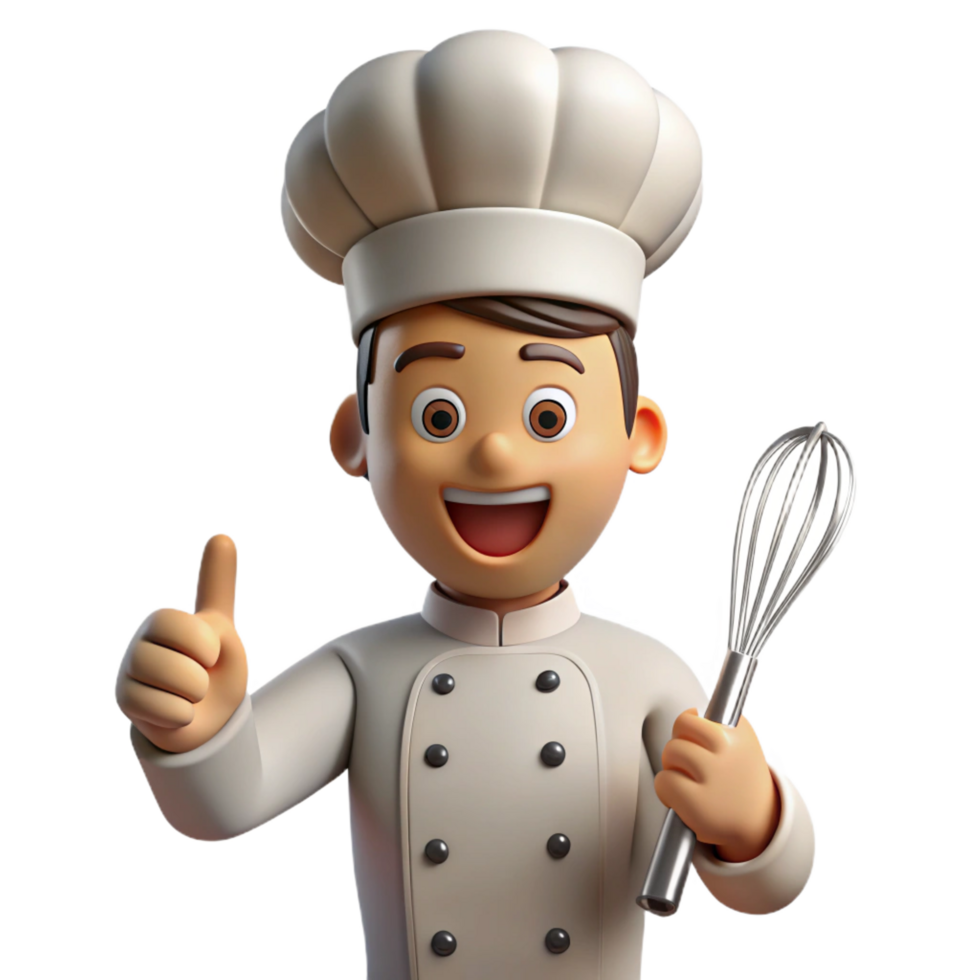 extraordinary classic Excited chef holding a whisk, high resolution png