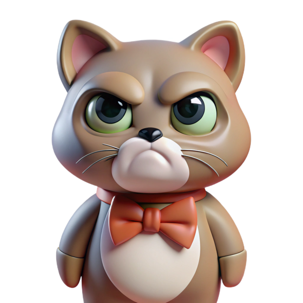 magnificent rustic Grumpy cat with a bow tie, exclusive png