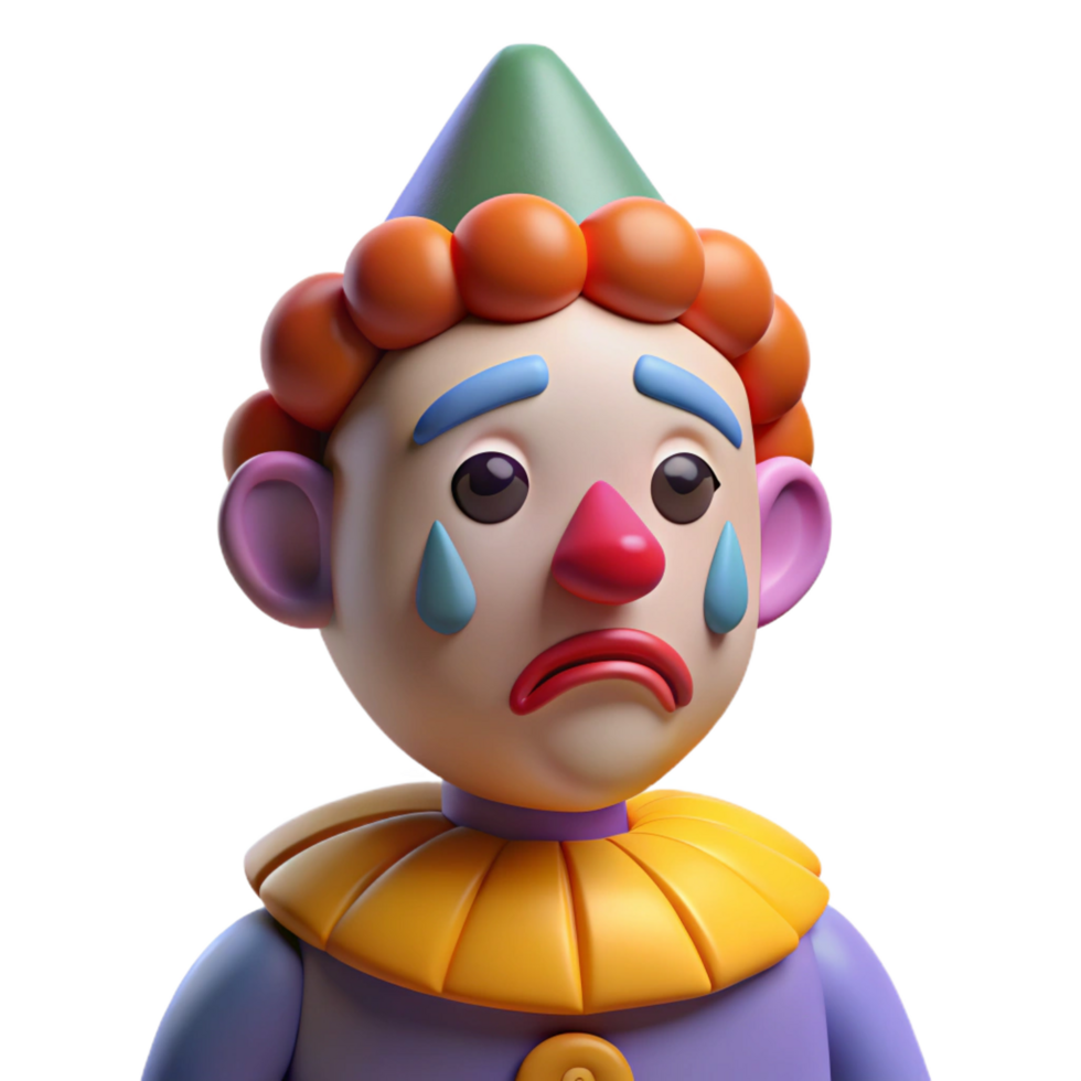 magnificent artistic Sad clown with colorful makeup, 4K png