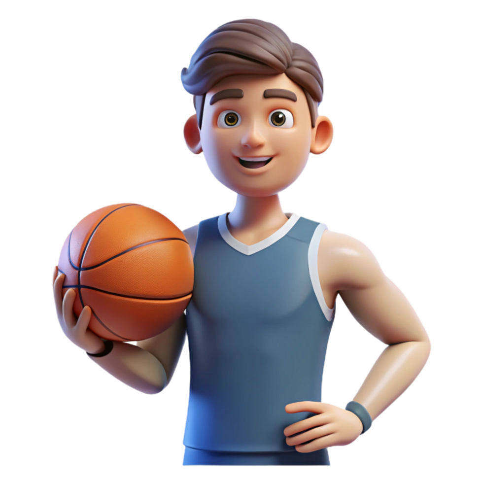 magnificent minimalist Focused athlete holding a basketball, detailed png