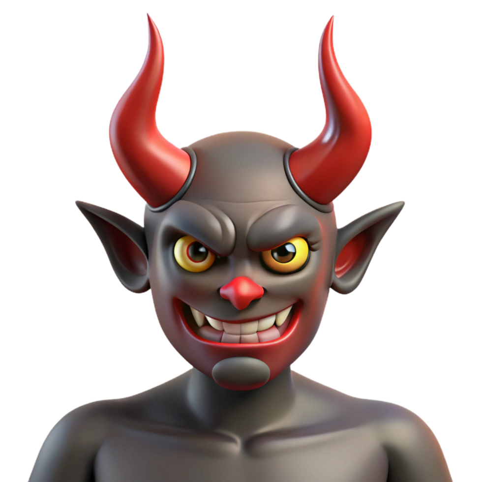 impressive contemporary Demon, malevolent entity, horned, demonic features high resolution png