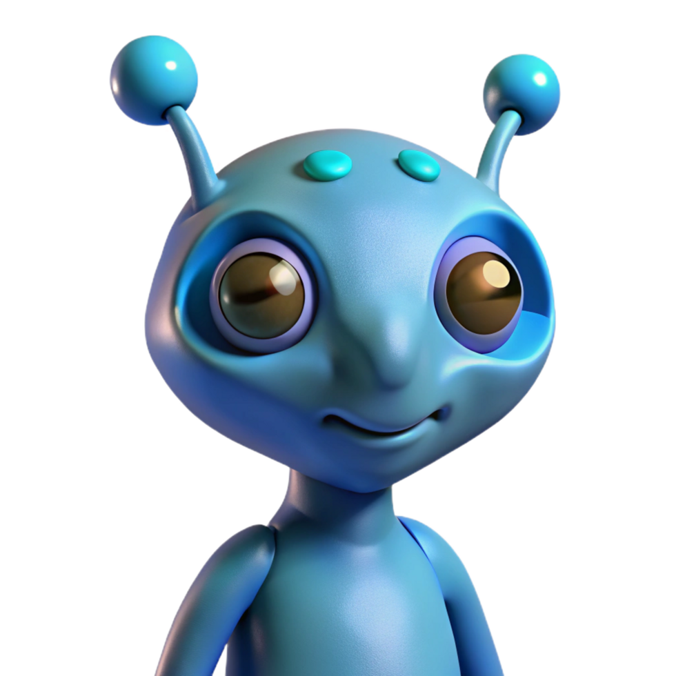 extraordinary contemporary Alien creature, three eyes, bioluminescent skin high quality png