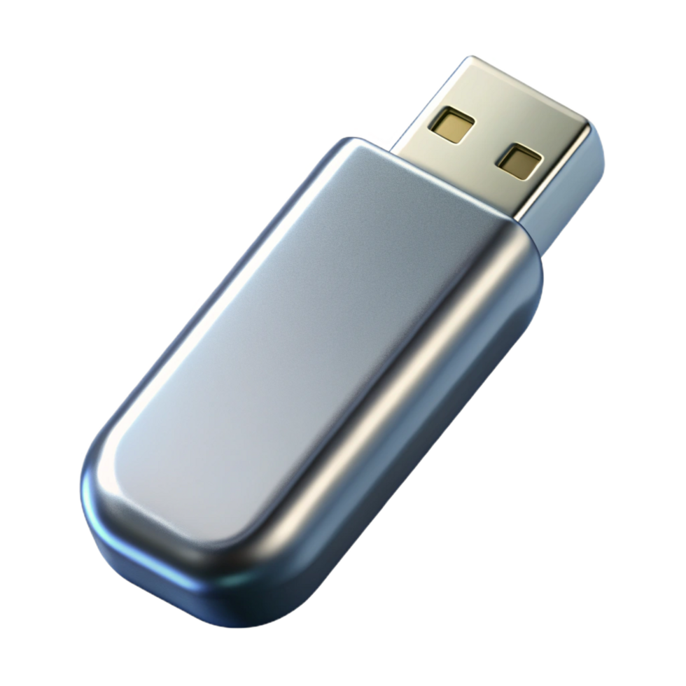 serene modern USB flash drive, metal, silver genuine png