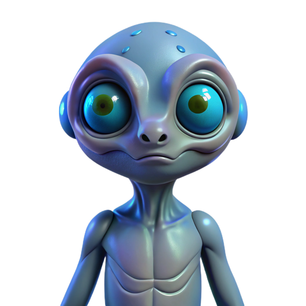 dramatic abstract Alien creature, three eyes, bioluminescent skin authentic png