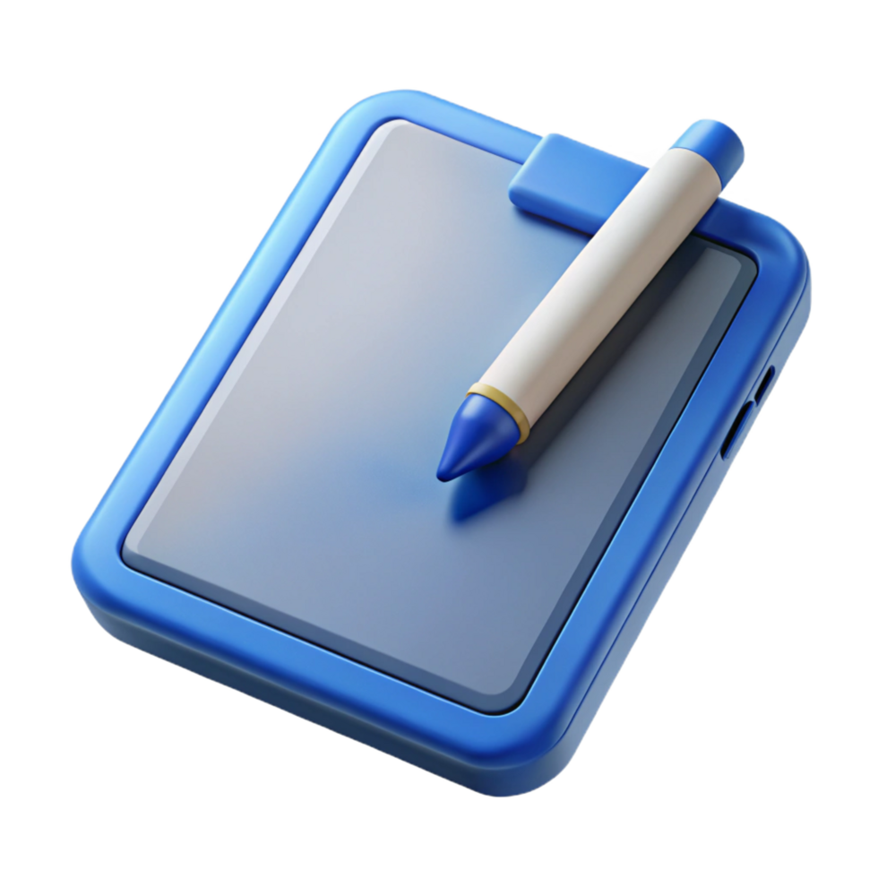 extraordinary vintage Tablet computer, stylus pen included authentic png