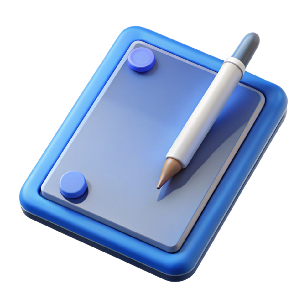 wonderful minimalist Tablet computer, stylus pen included detailed png