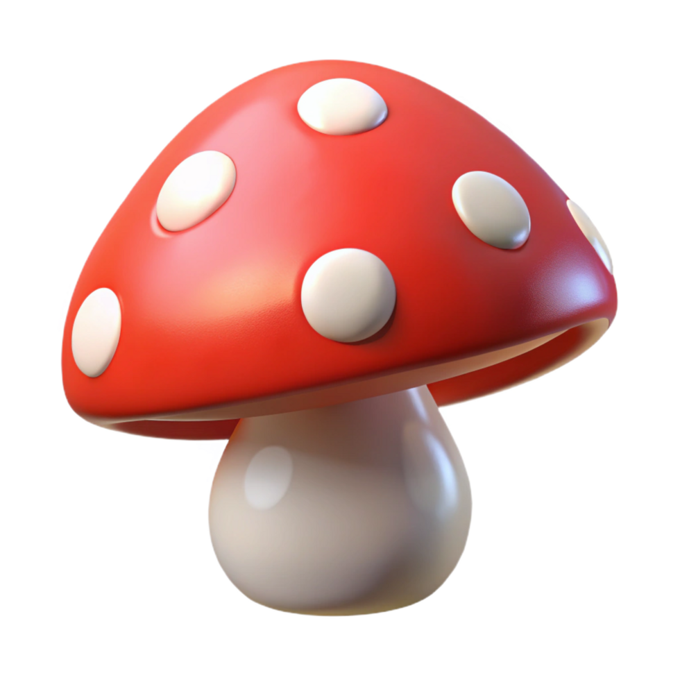 dramatic vintage A single, poisonous mushroom, vibrant red with white spots high resolution png