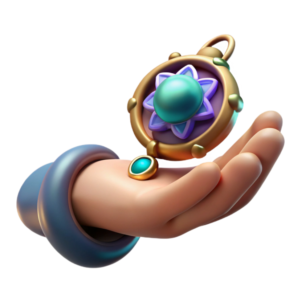 magnificent abstract A single, withered hand clutching a magical amulet detailed png