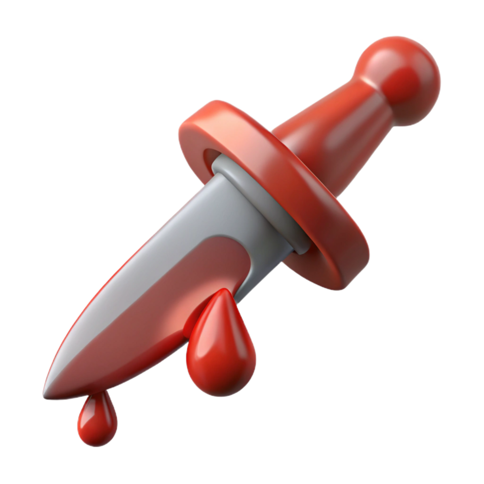 beautiful contemporary A single, dripping dagger, stained with blood premium png