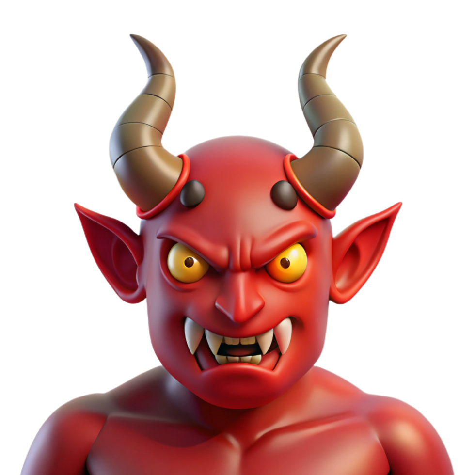 extraordinary abstract A powerful demon, horns protruding and eyes glowing red 4K png