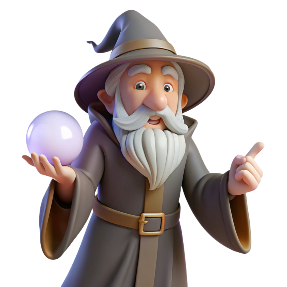 extraordinary creative A wise old wizard, holding a glowing orb detailed png