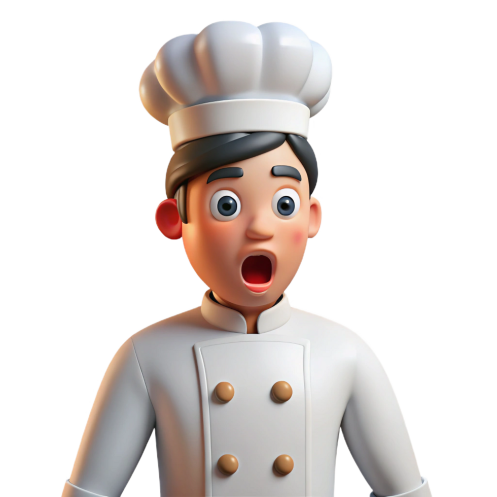 wonderful modern Surprised chef, white uniform, high quality png