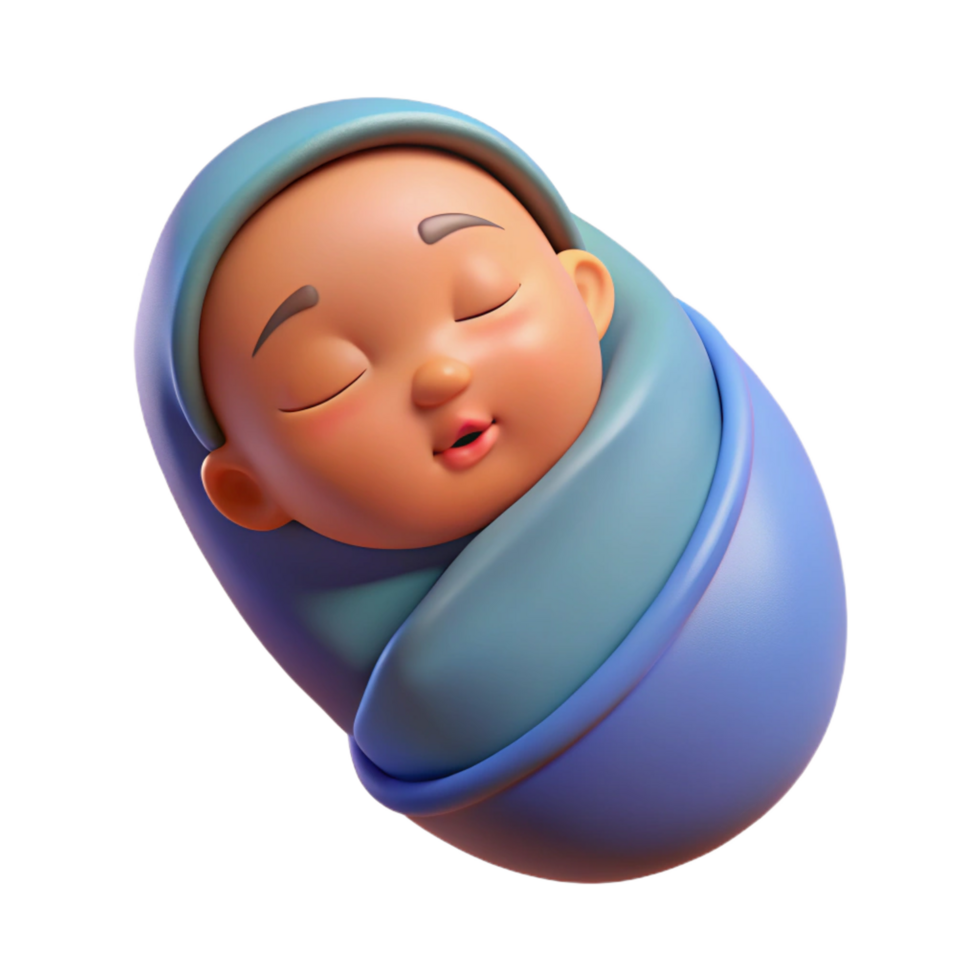 stunning contemporary Sleeping baby, swaddled, genuine png
