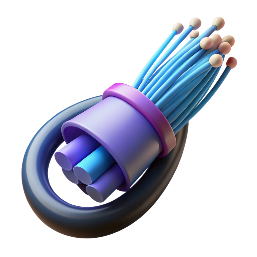 vibrant creative Fiber optic cable transmitting data high resolution png
