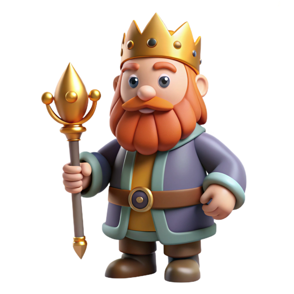 impressive classic Dwarf king, crown and beard, holding a scepter authentic png