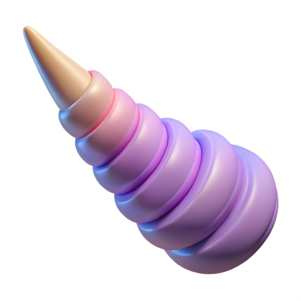 stunning traditional Single, realistic unicorn horn, spiraled and pointed authentic png