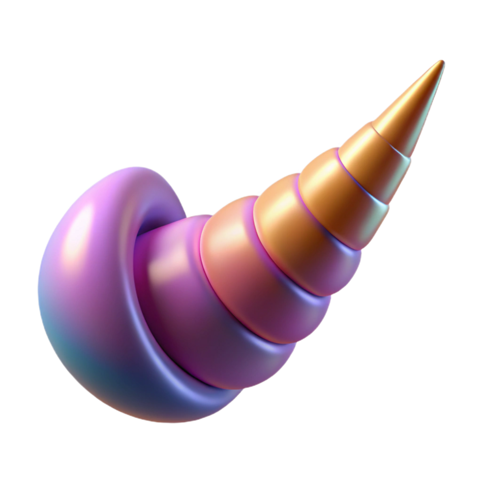 impressive rustic Single, realistic unicorn horn, spiraled and pointed authentic png