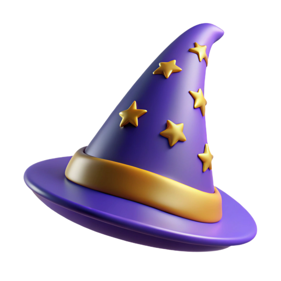 wonderful traditional Wizard hat, pointed, stars and moons design premium png