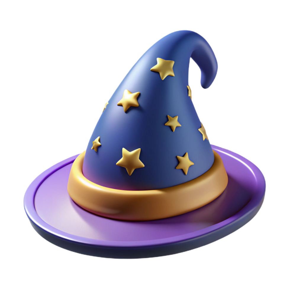 vibrant vintage Wizard hat, pointed, stars and moons design original png