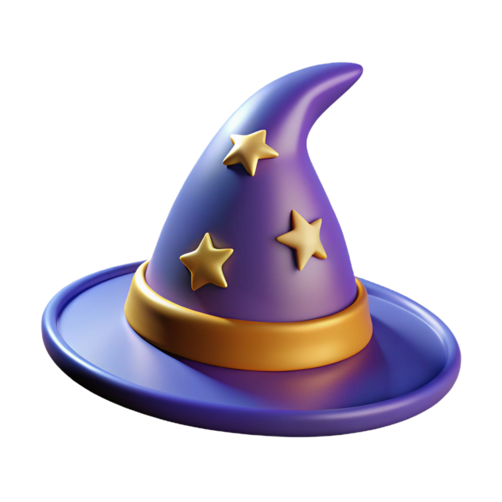 serene minimalist Wizard hat, pointed, stars and moons design 4K png