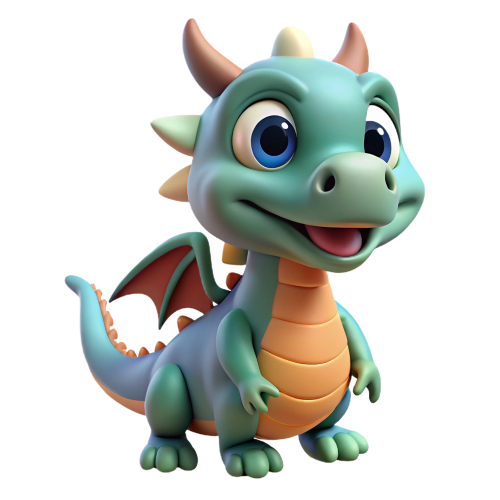elegant classic Single, cartoon dragon, friendly expression high quality png