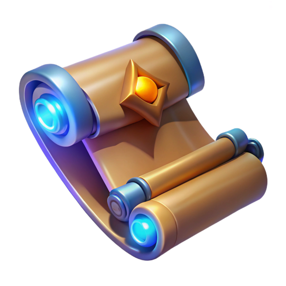 stunning vintage Magic scroll, unfurled, glowing runes high resolution png
