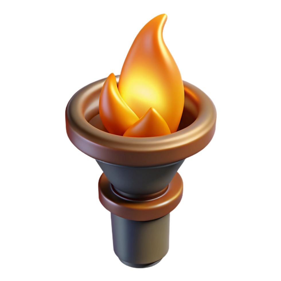 dramatic traditional A single, burning torch, casting flickering light exclusive png