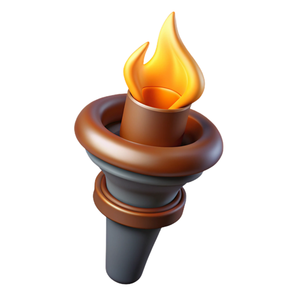 serene vintage A single, burning torch, casting flickering light professional png