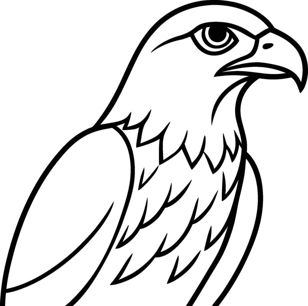 Sharp Hawk Line Art Predatory Bird Outline for Logos EPS vector