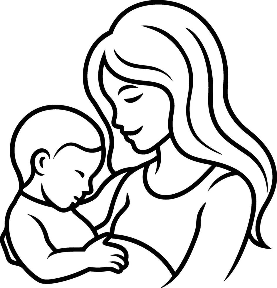 Tender Love of Mom and Baby Free EPS Silhouette Art vector