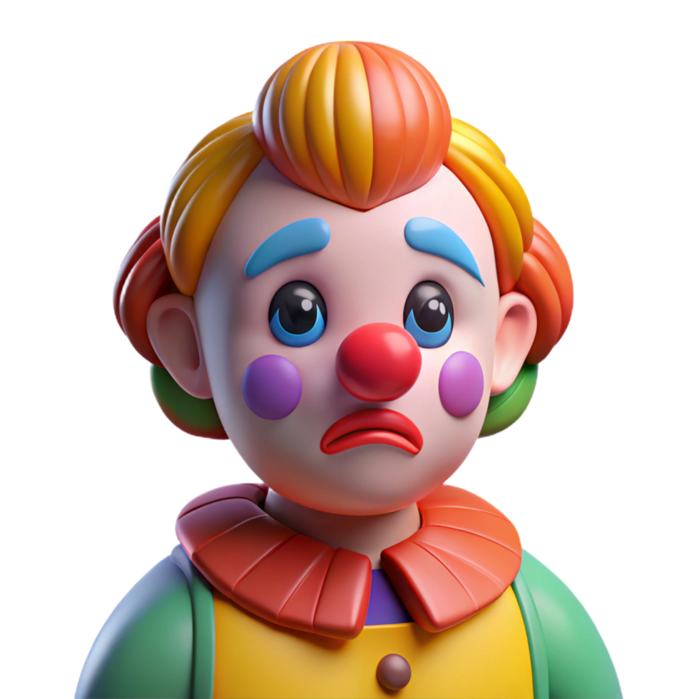 elegant creative Sad clown with colorful makeup, professional png