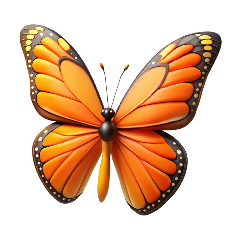 beautiful rustic Orange Monarch butterfly wings spread high quality png