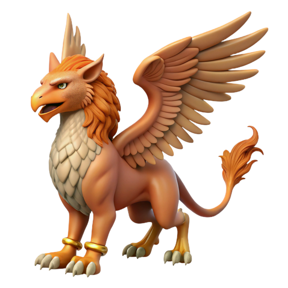 impressive modern A majestic griffin, wings outstretched, sharp talons, high quality png